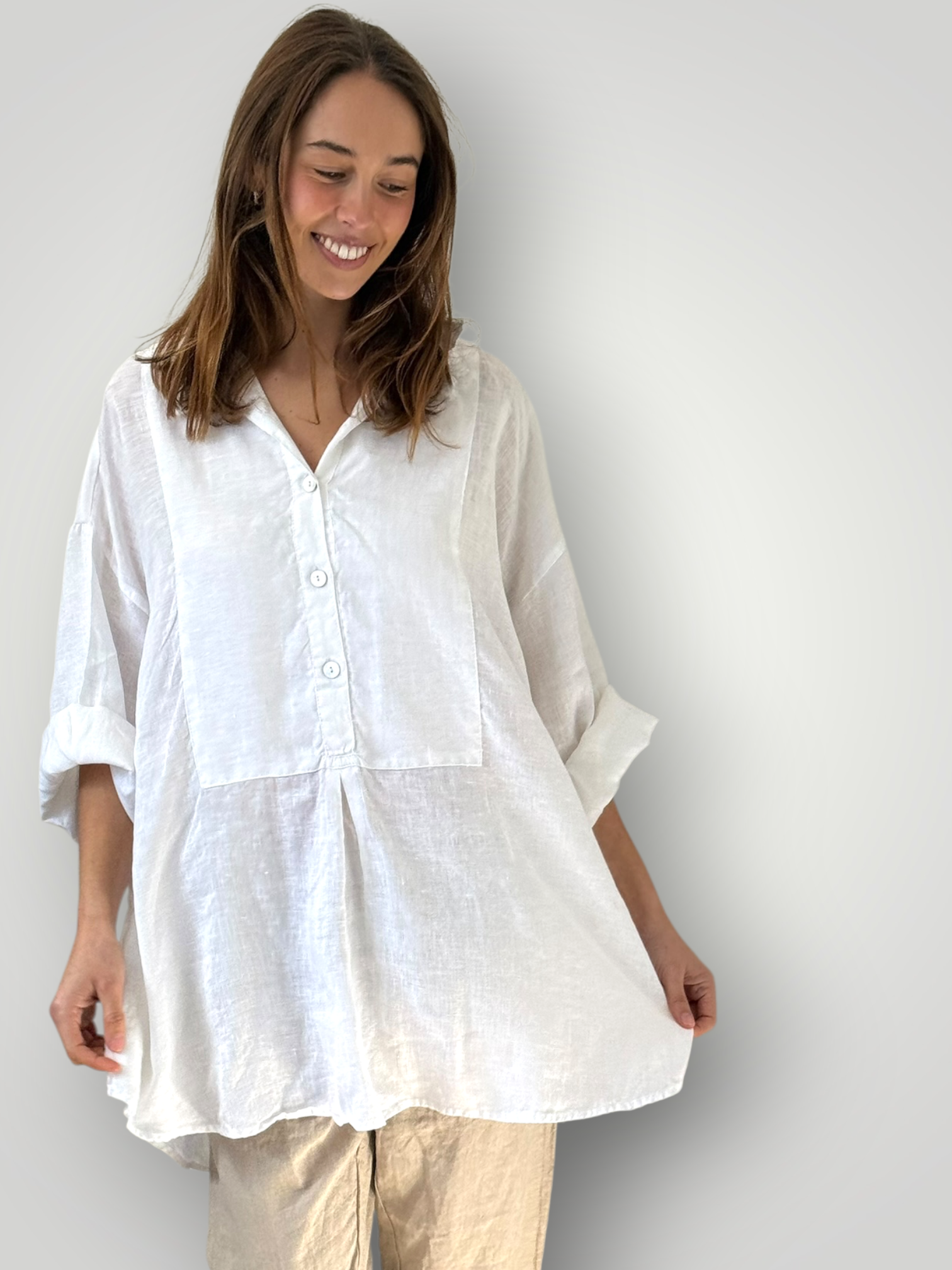 megan shirt-white linen Apparel
