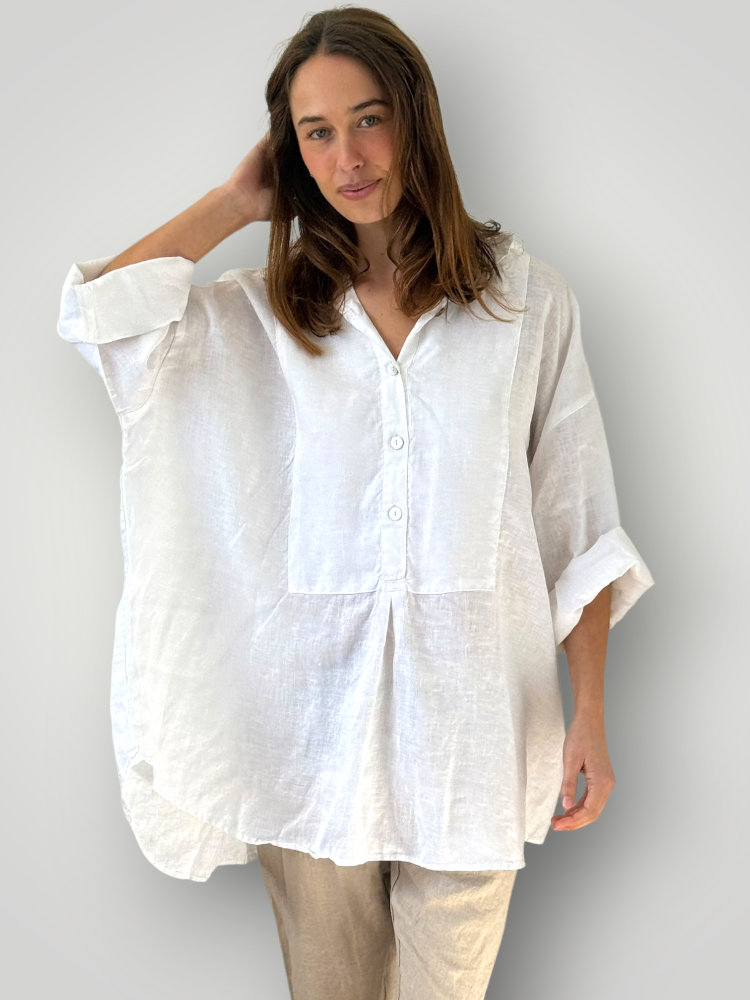 megan shirt-white linen Apparel