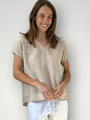 ellie v neck -natural linen Apparel