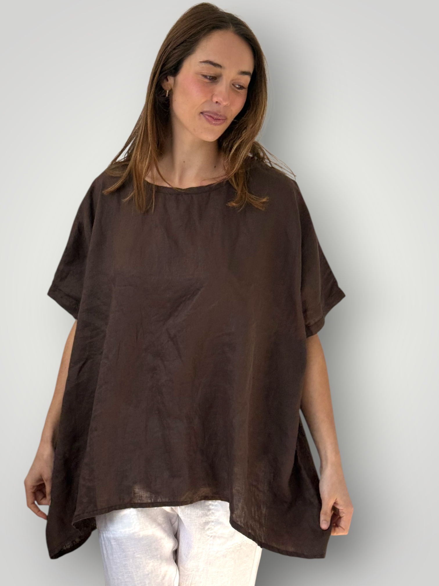 rachael top- chocolate linen Apparel