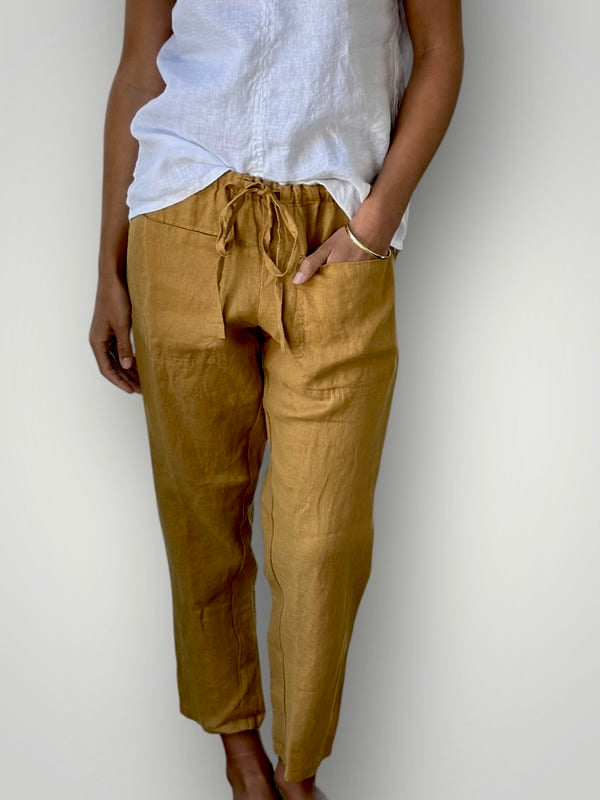 jessie pant-caramel linen