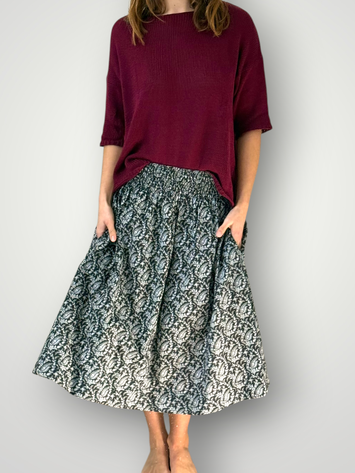 lola skirt - black/grey paisley cotton Apparel