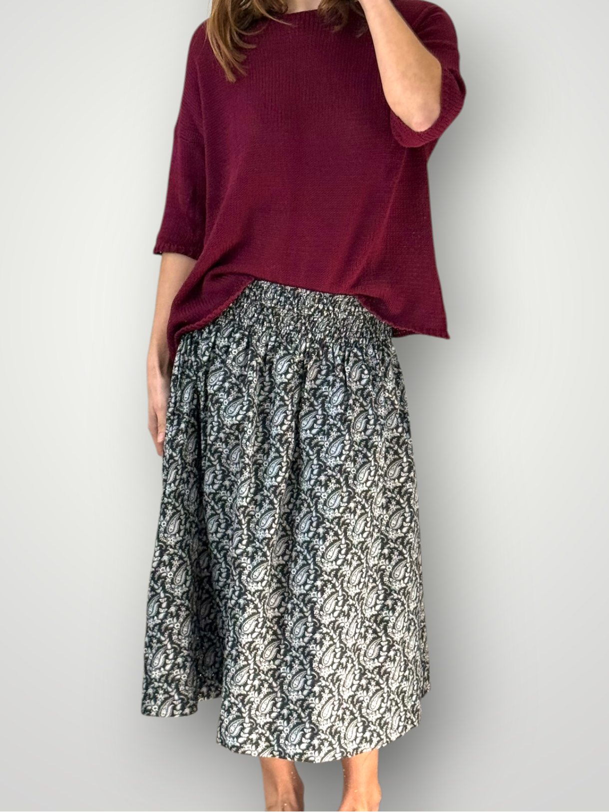 lola skirt - black/grey paisley cotton Apparel