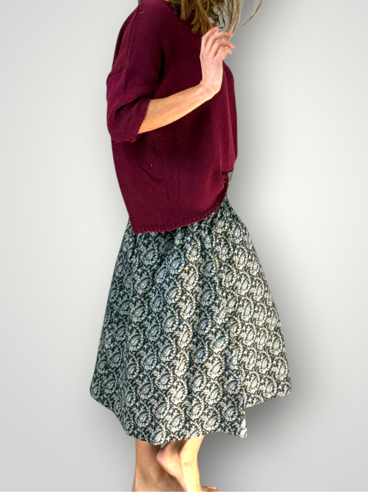 lola skirt - black/grey paisley cotton Apparel