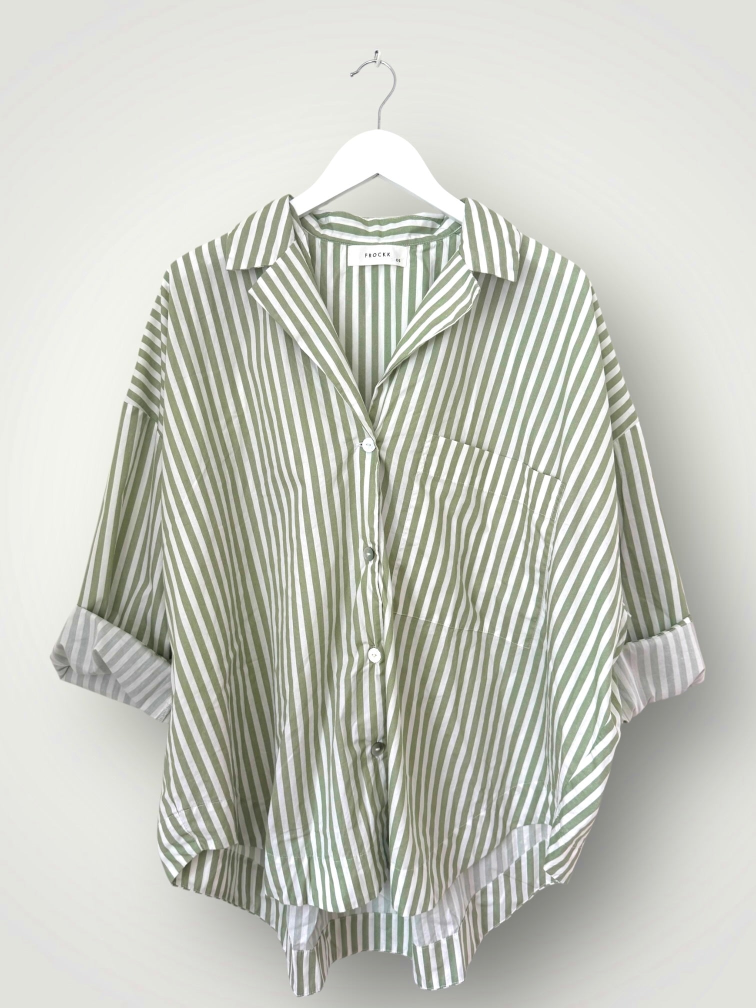 caitlyn shirt - sage stripe cotton Apparel