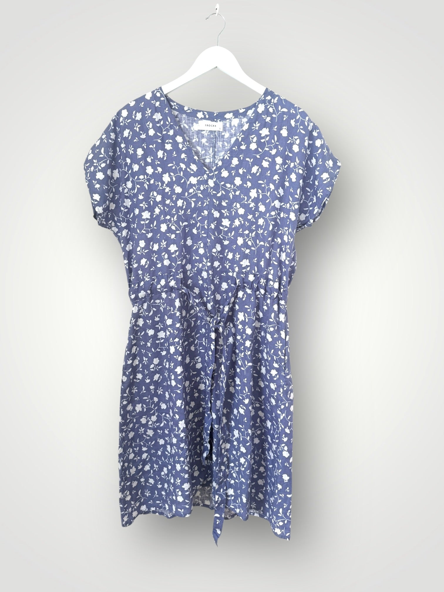 harper dress -cornflower floral linen Apparel