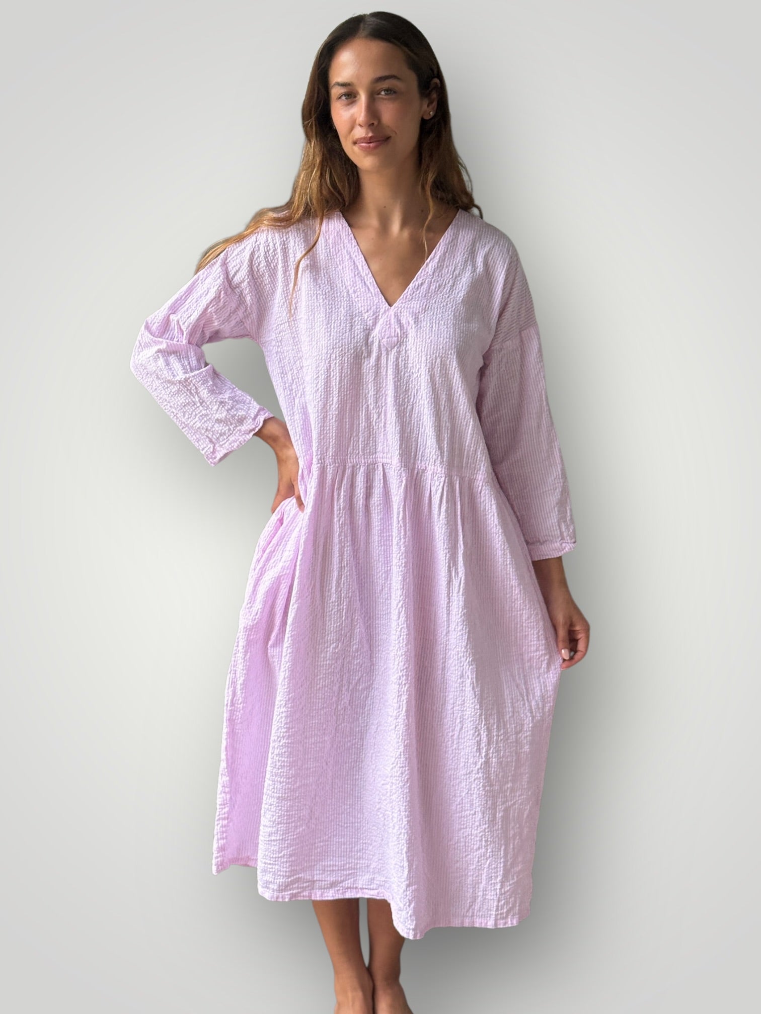 paige dress - pink stripe cotton Apparel