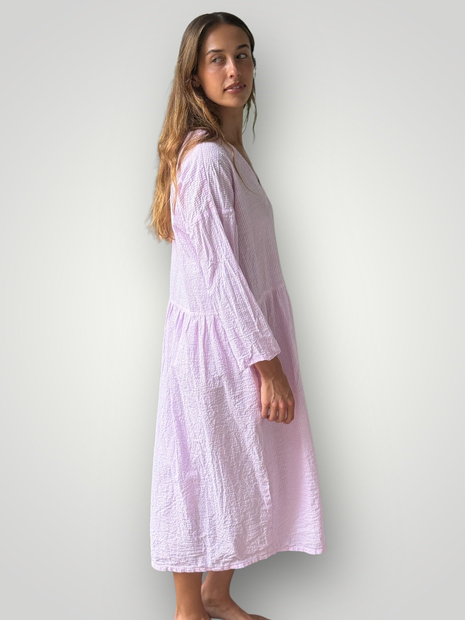 paige dress - pink stripe cotton Apparel