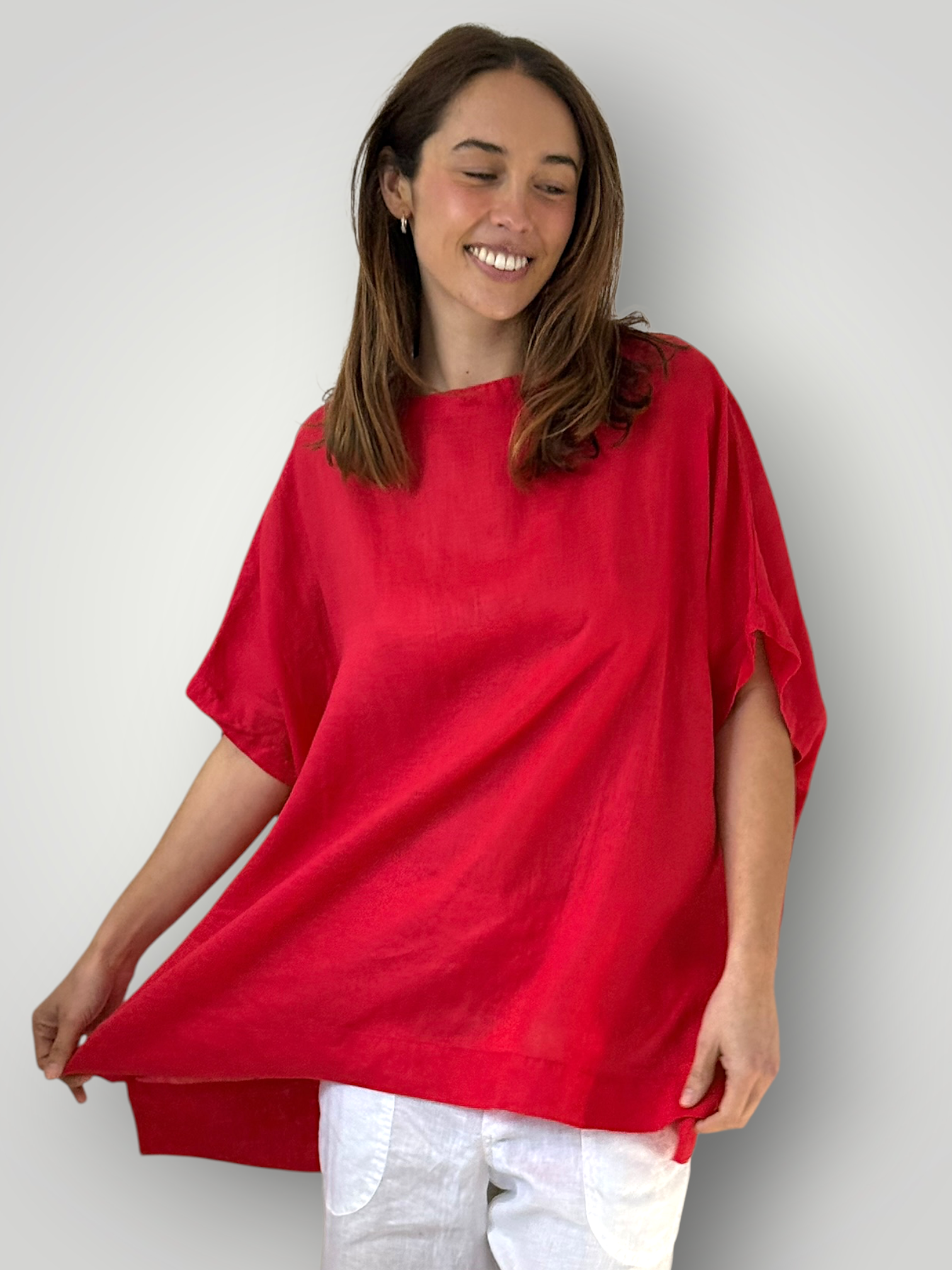 sammy top - red linen