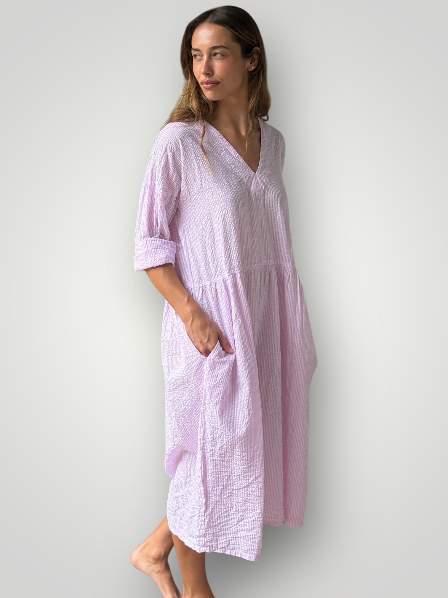 paige dress - pink stripe cotton Apparel