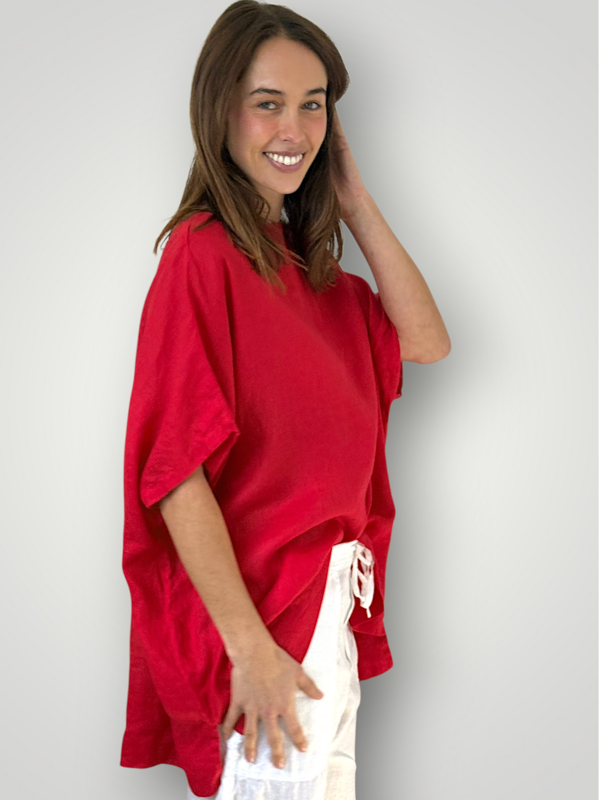 sammy top - summer red linen Apparel