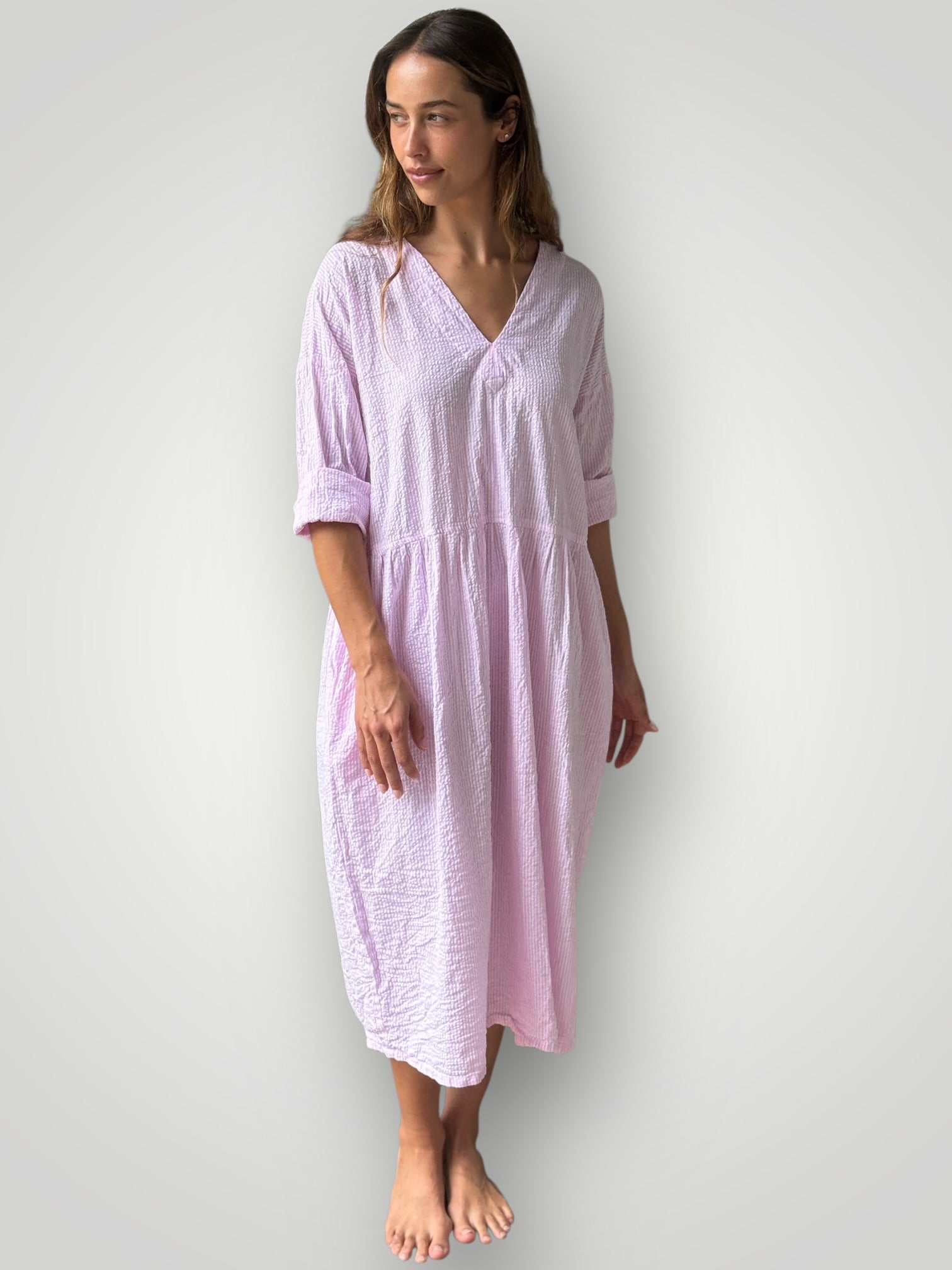 paige dress - pink stripe cotton Apparel
