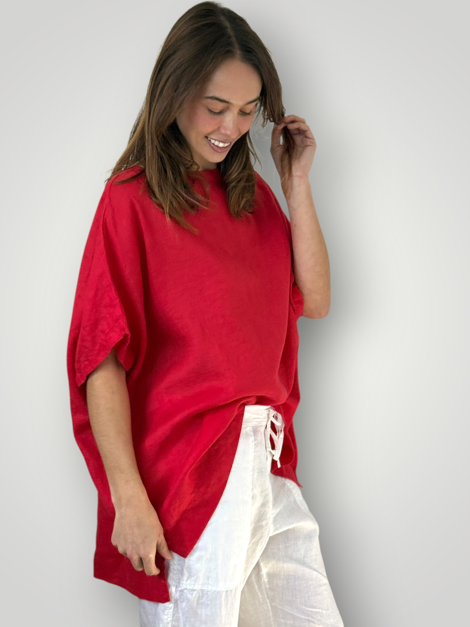 sammy top - red linen