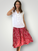 lola skirt - red floral linen Apparel
