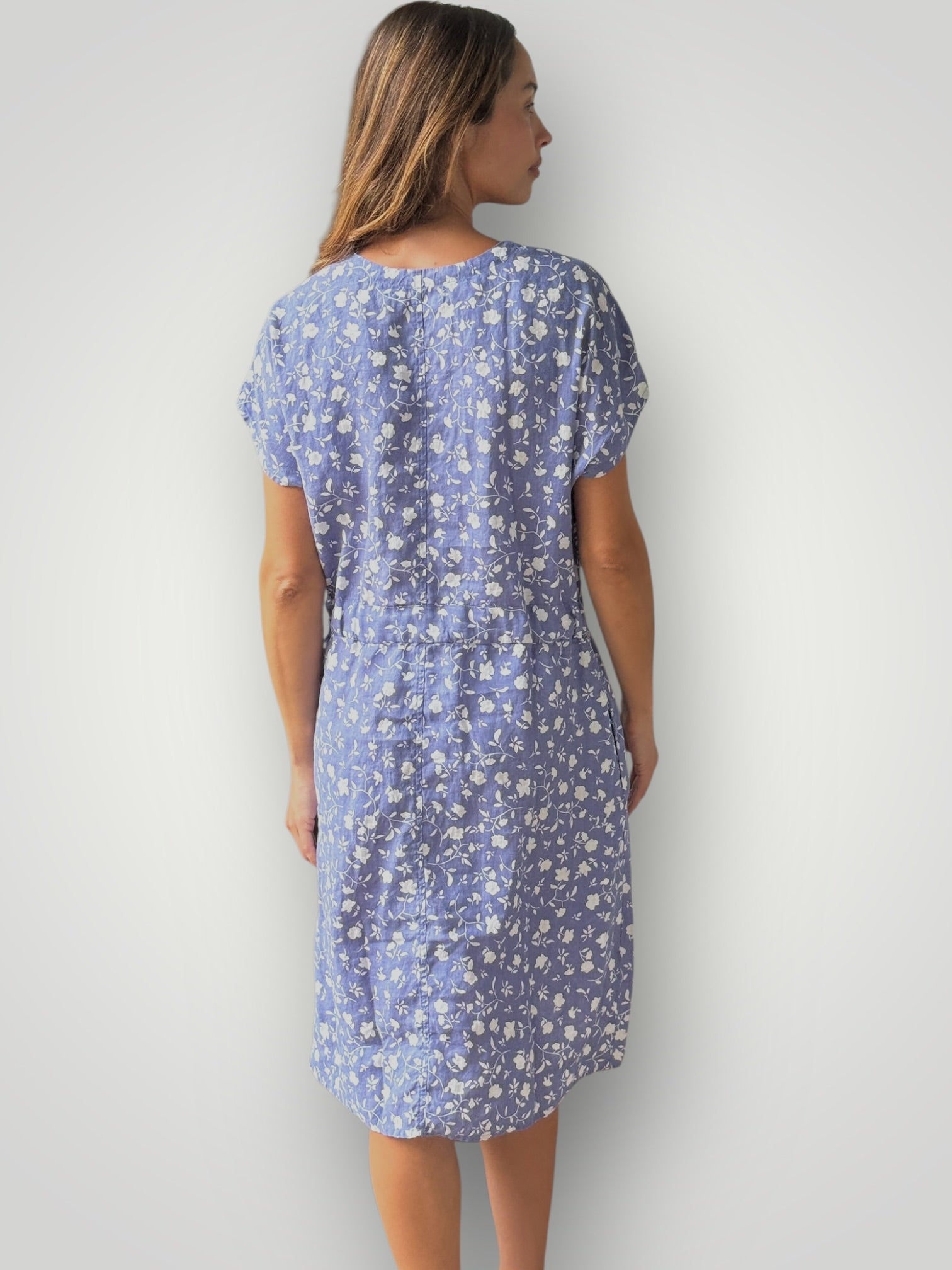 harper dress -cornflower floral linen Apparel