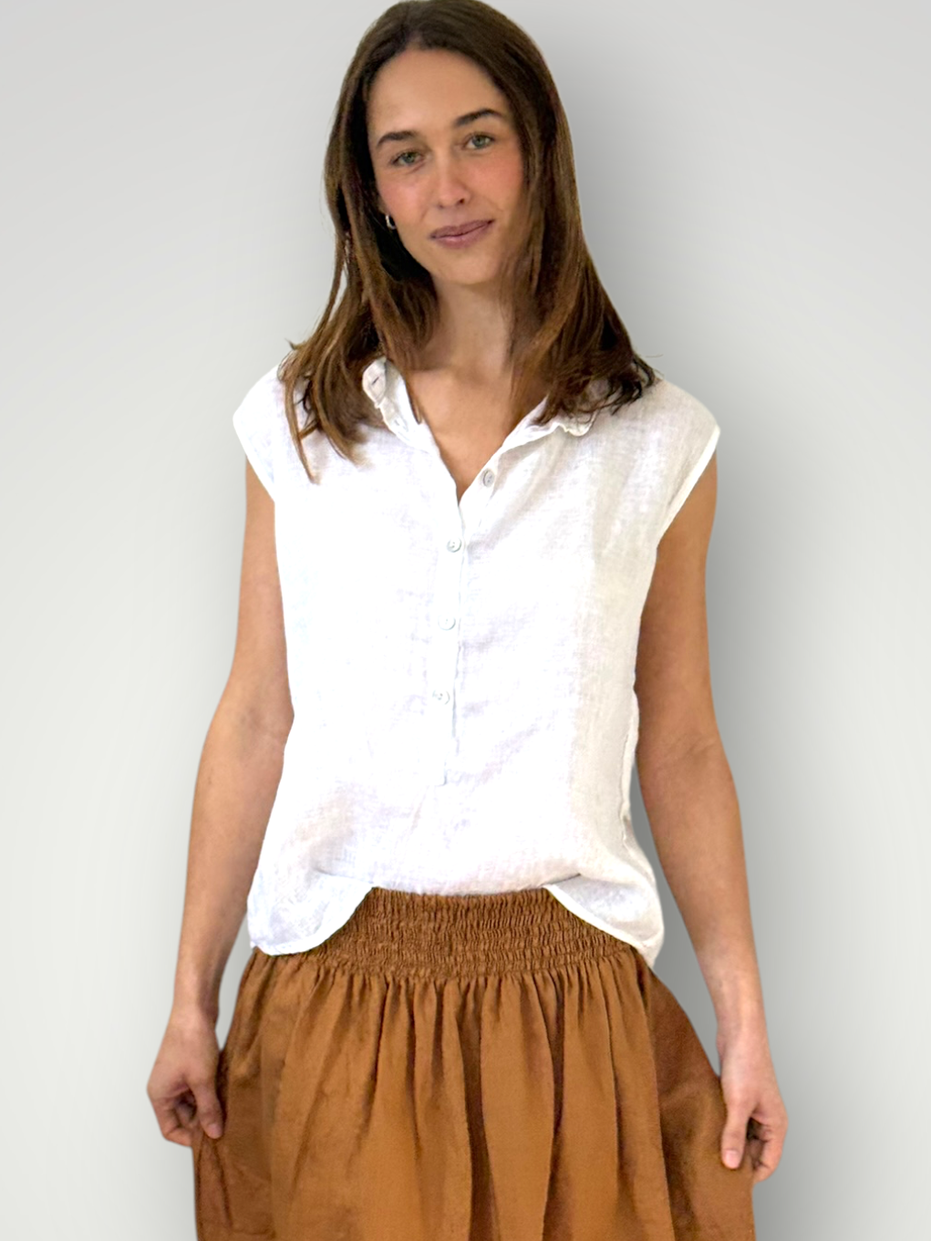 lexi top- white linen Apparel