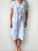 harper mid length dress -soft blue flower linen Apparel