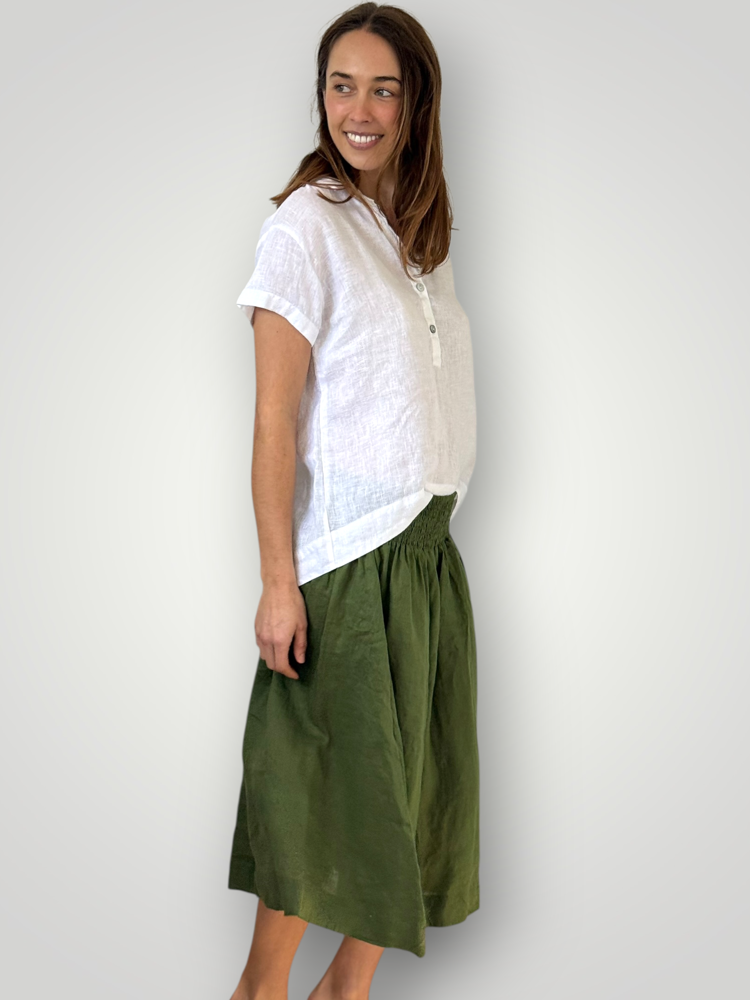 lola skirt - moss linen Apparel