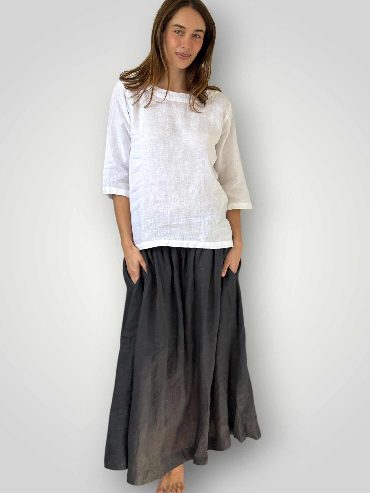 lulu skirt - charcoal linen (Copy) Apparel