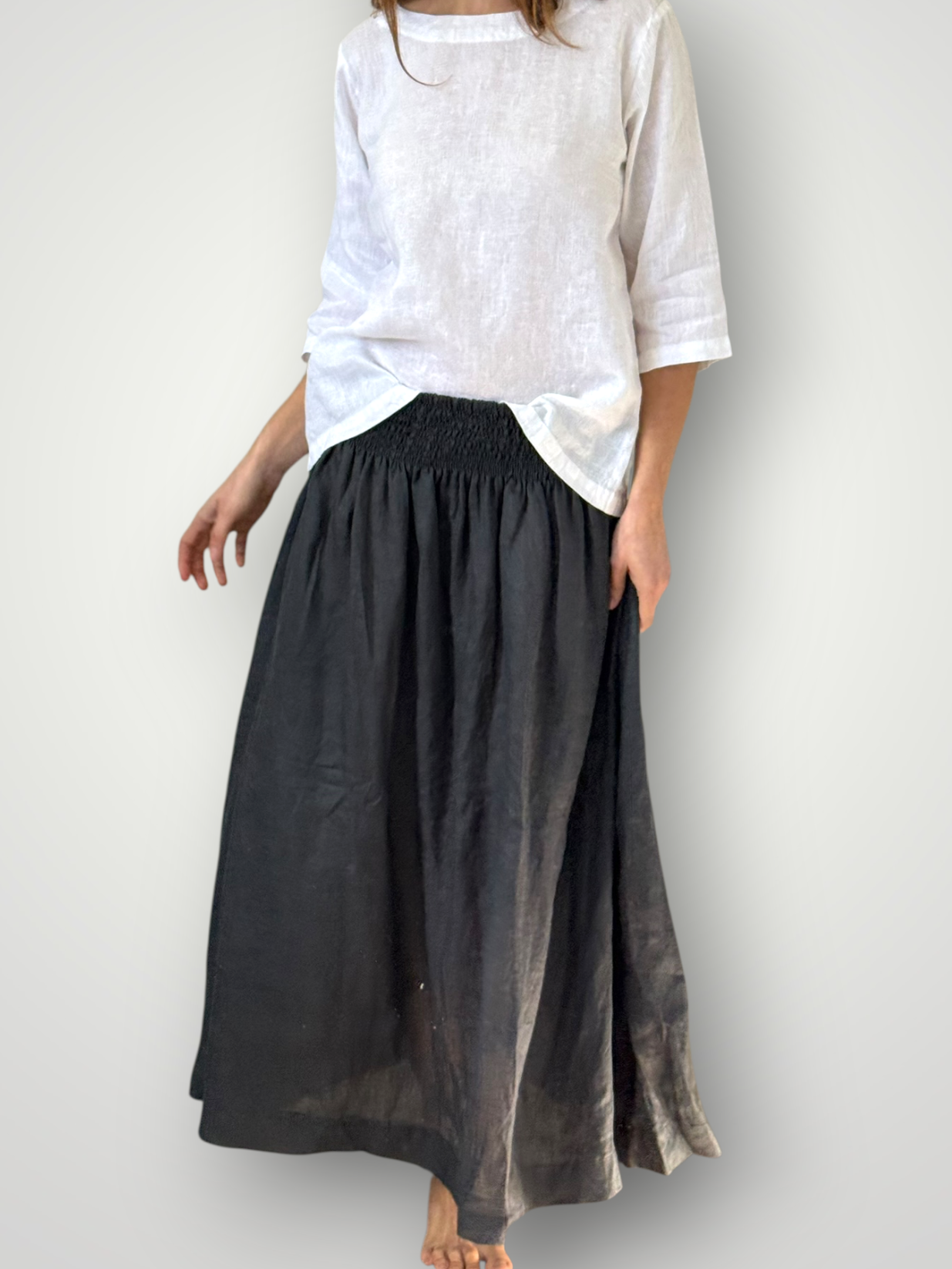 lulu skirt - charcoal linen Apparel