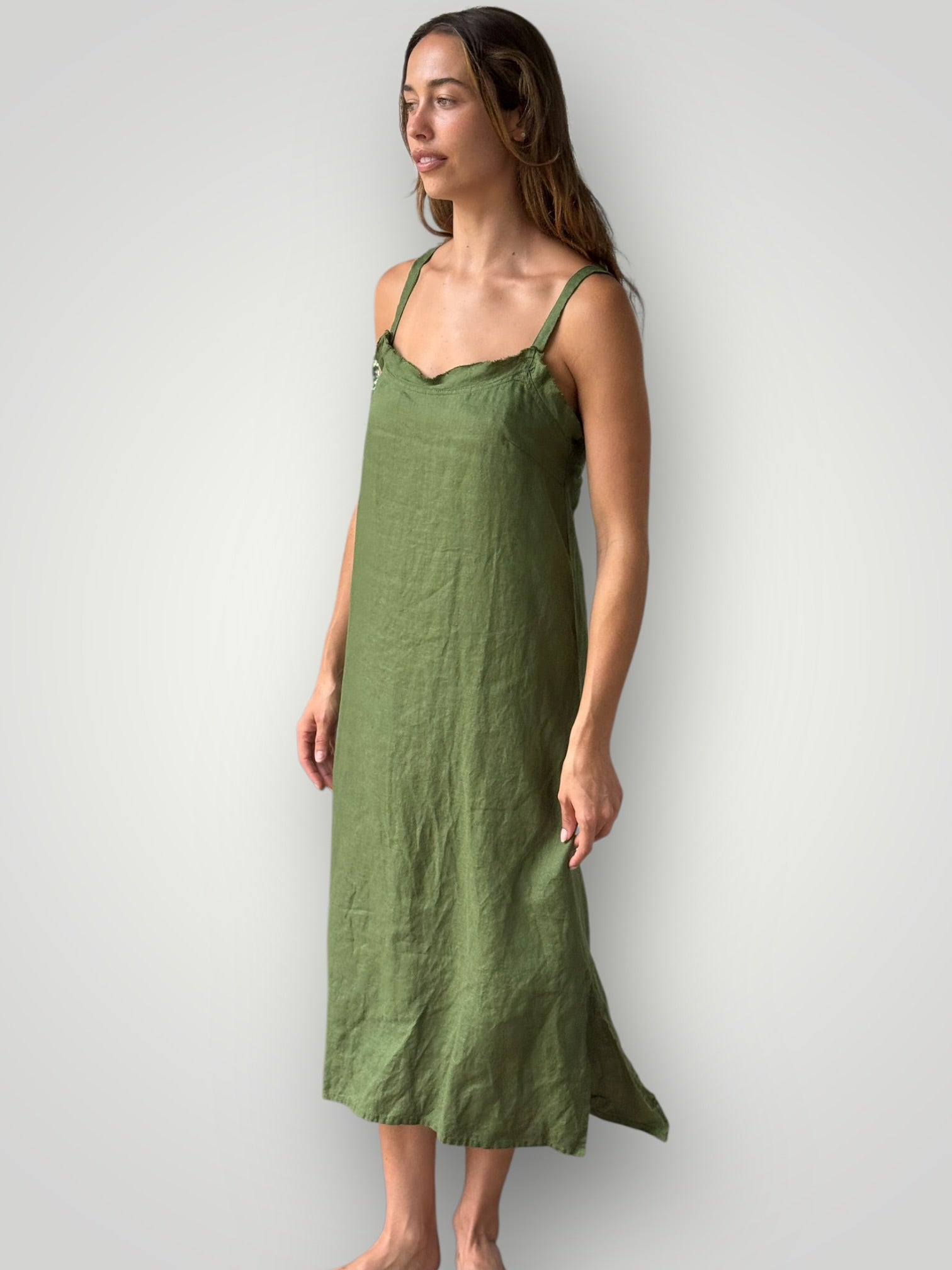 Ava dress-moss linen
