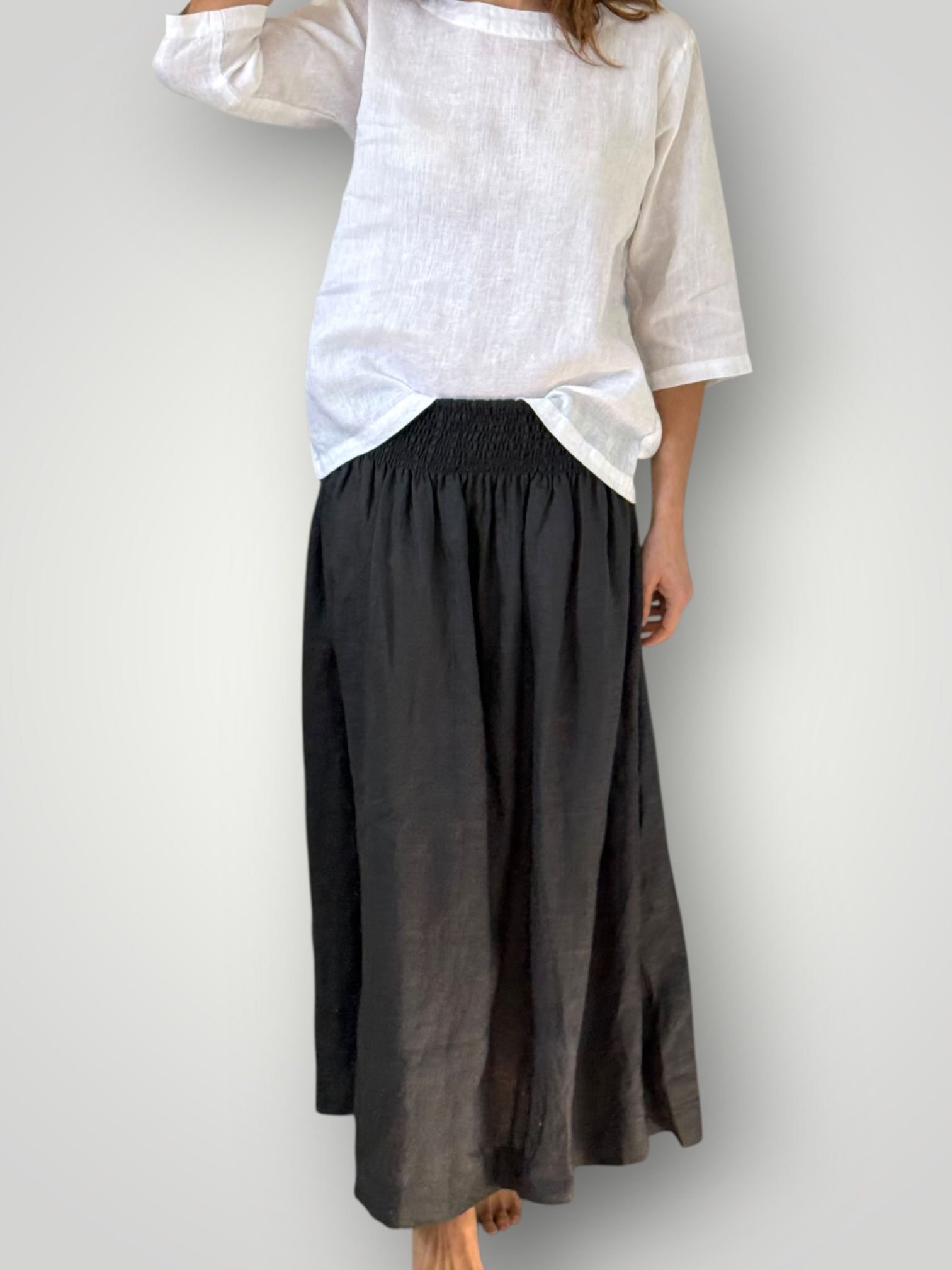lulu skirt - charcoal linen (Copy) Apparel