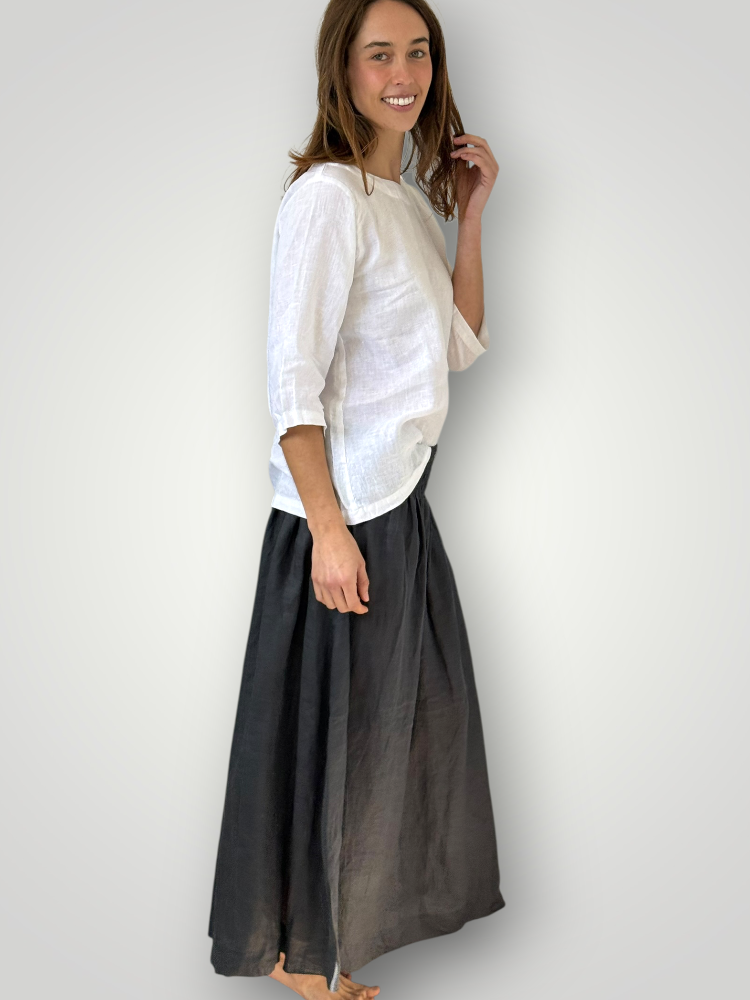 lulu skirt - charcoal linen Apparel