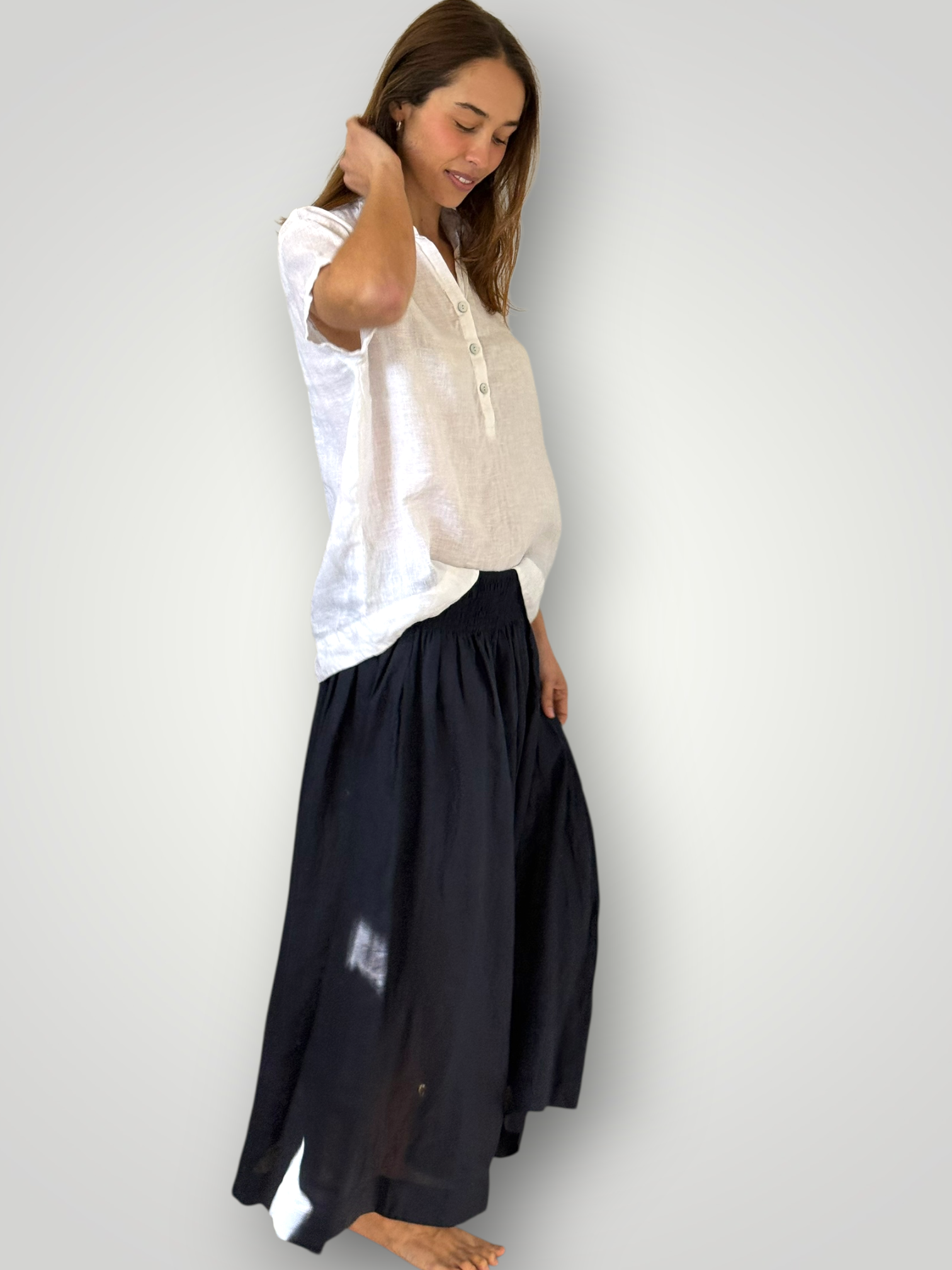 lulu skirt- navy linen