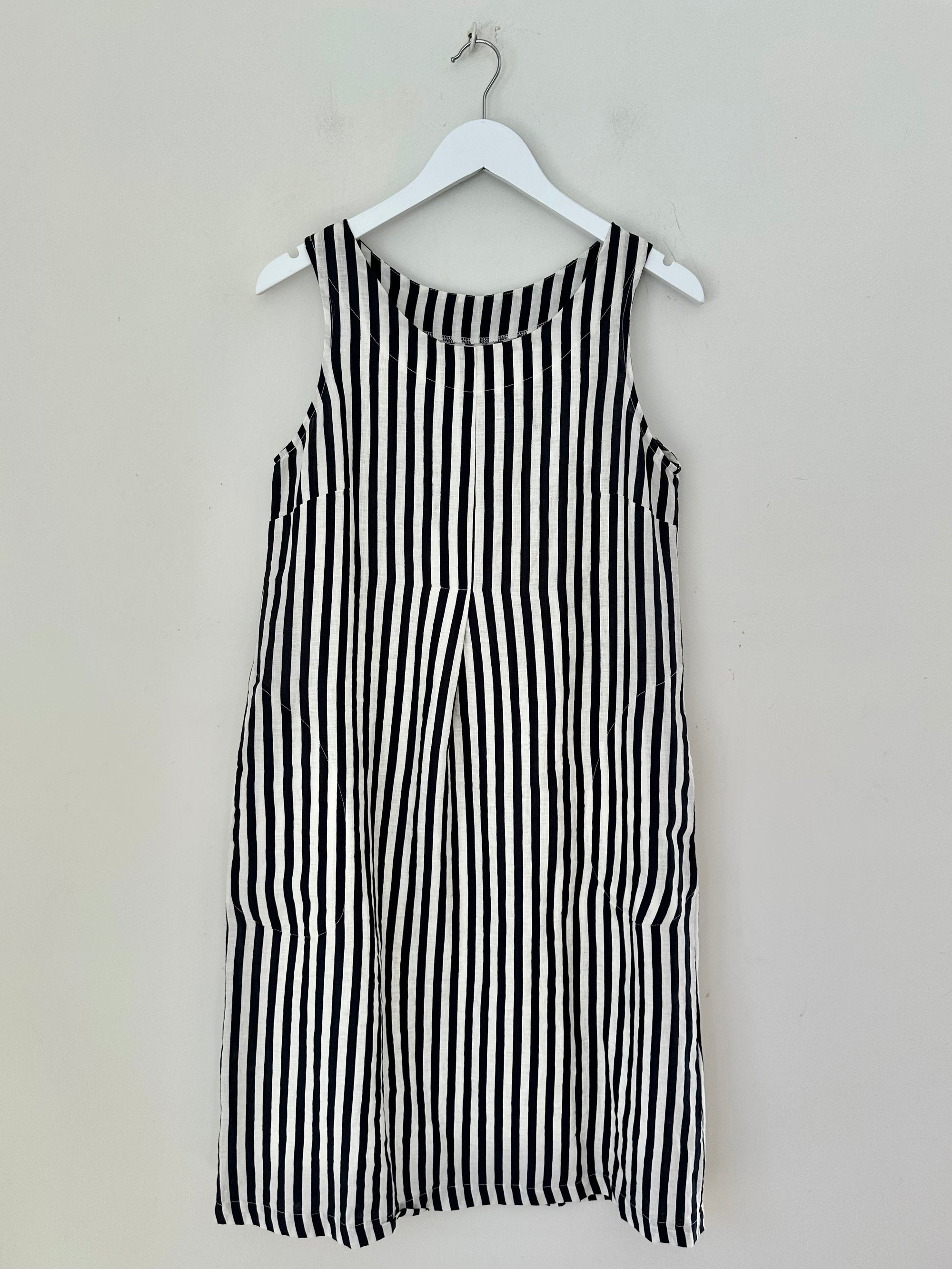 becky dress - charcoal stripe linen Apparel