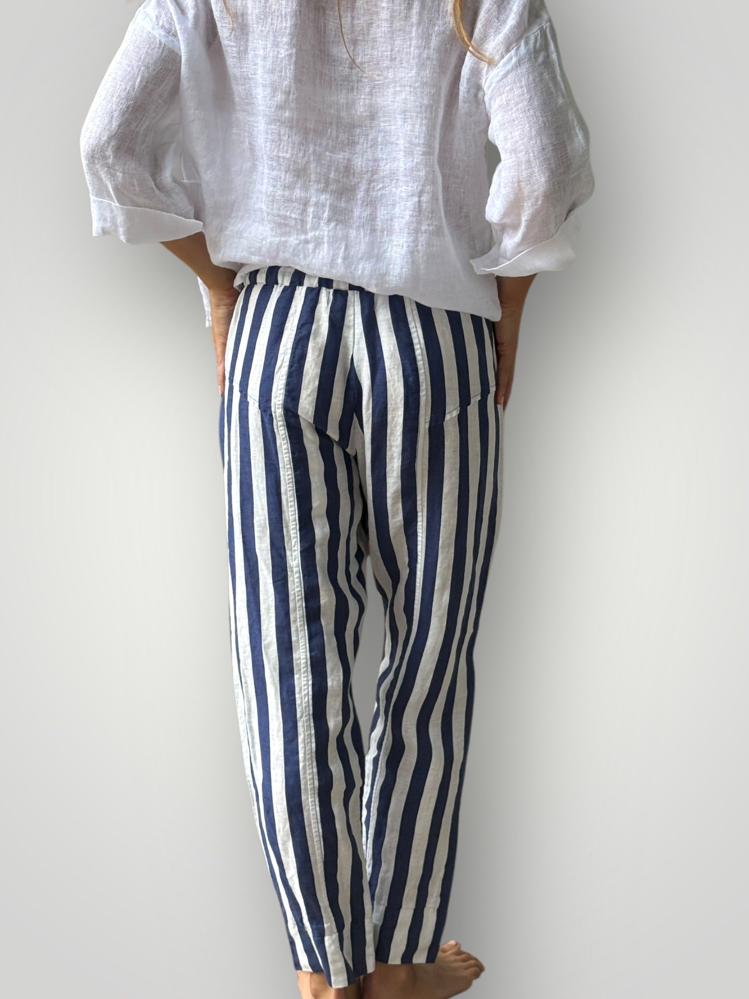 darcy pants - blue dusk stripe linen Apparel