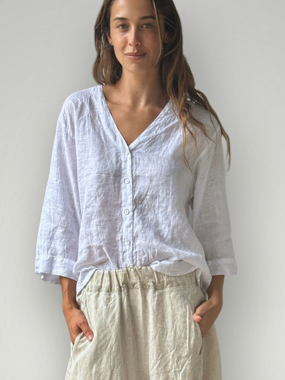 raine shirt - white linen Apparel