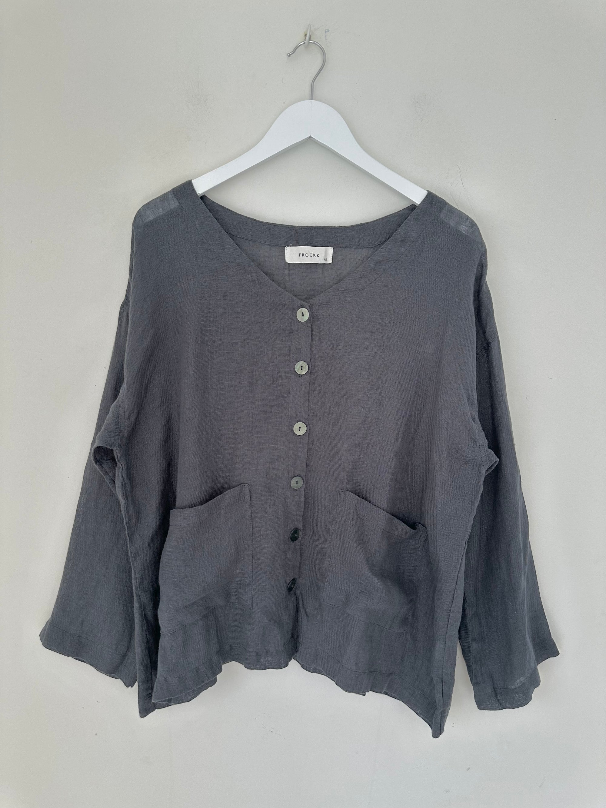 jamie jacket - charcoal linen Apparel