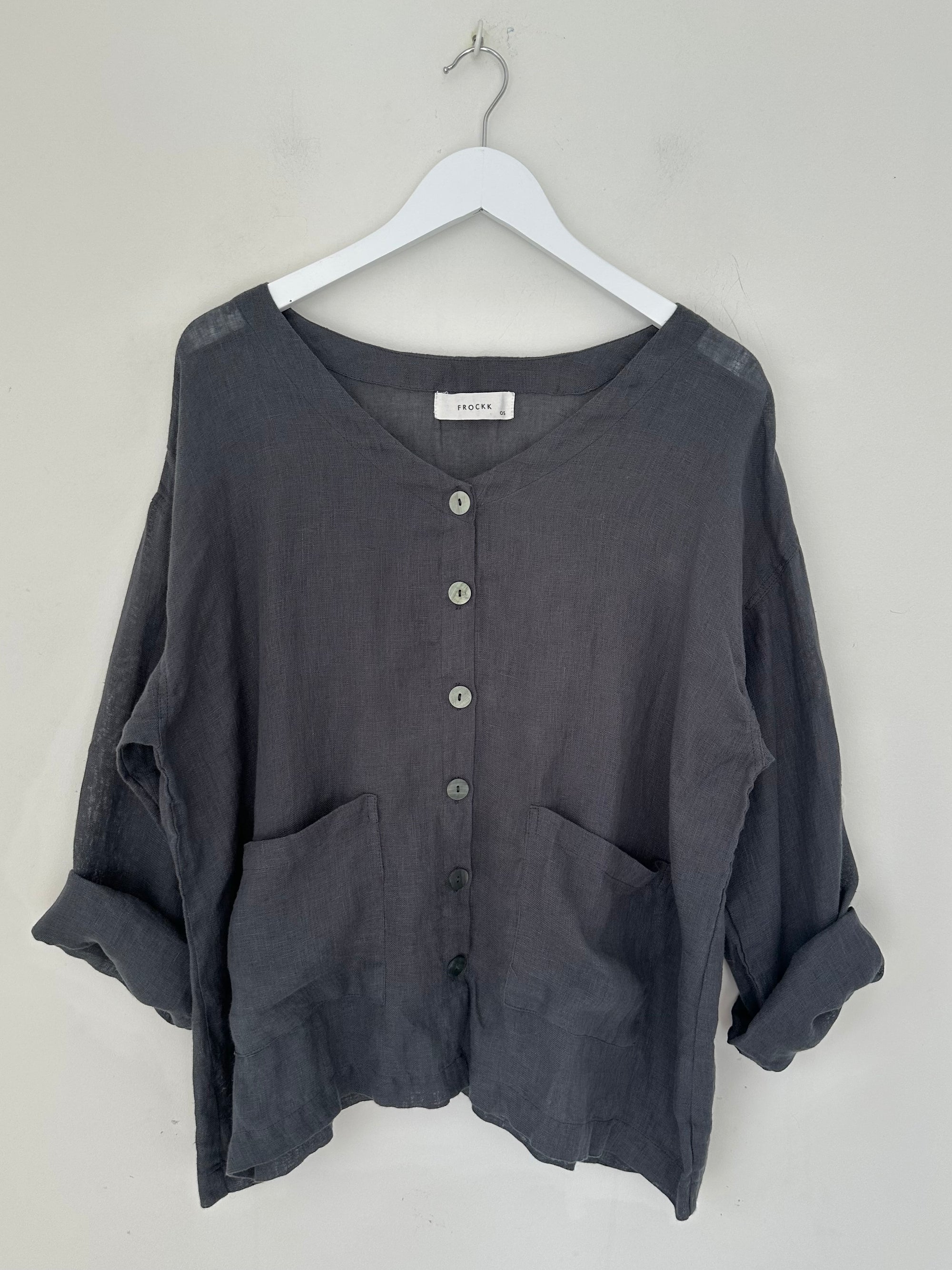 jamie jacket - charcoal linen Apparel
