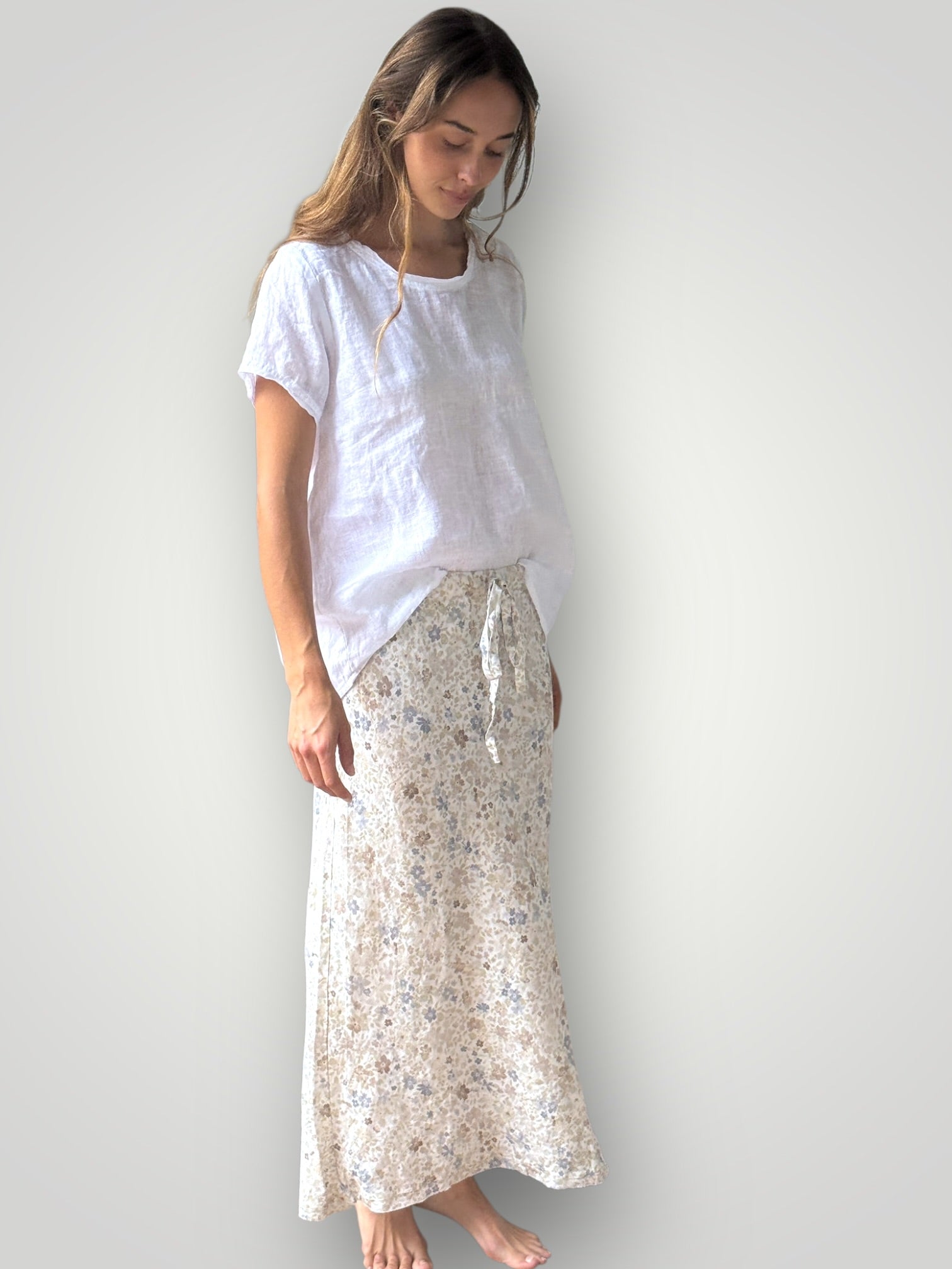 anthea skirt - flower patch linen Apparel