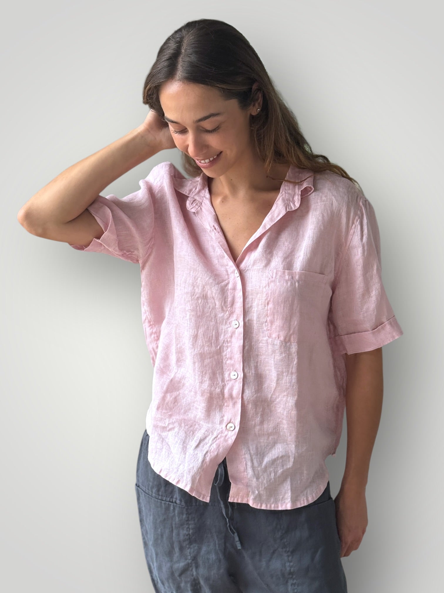 erin shirt-peony linen Apparel