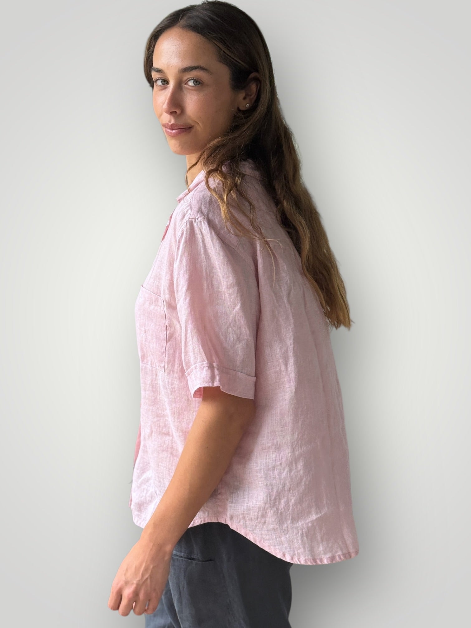 erin shirt-peony linen Apparel