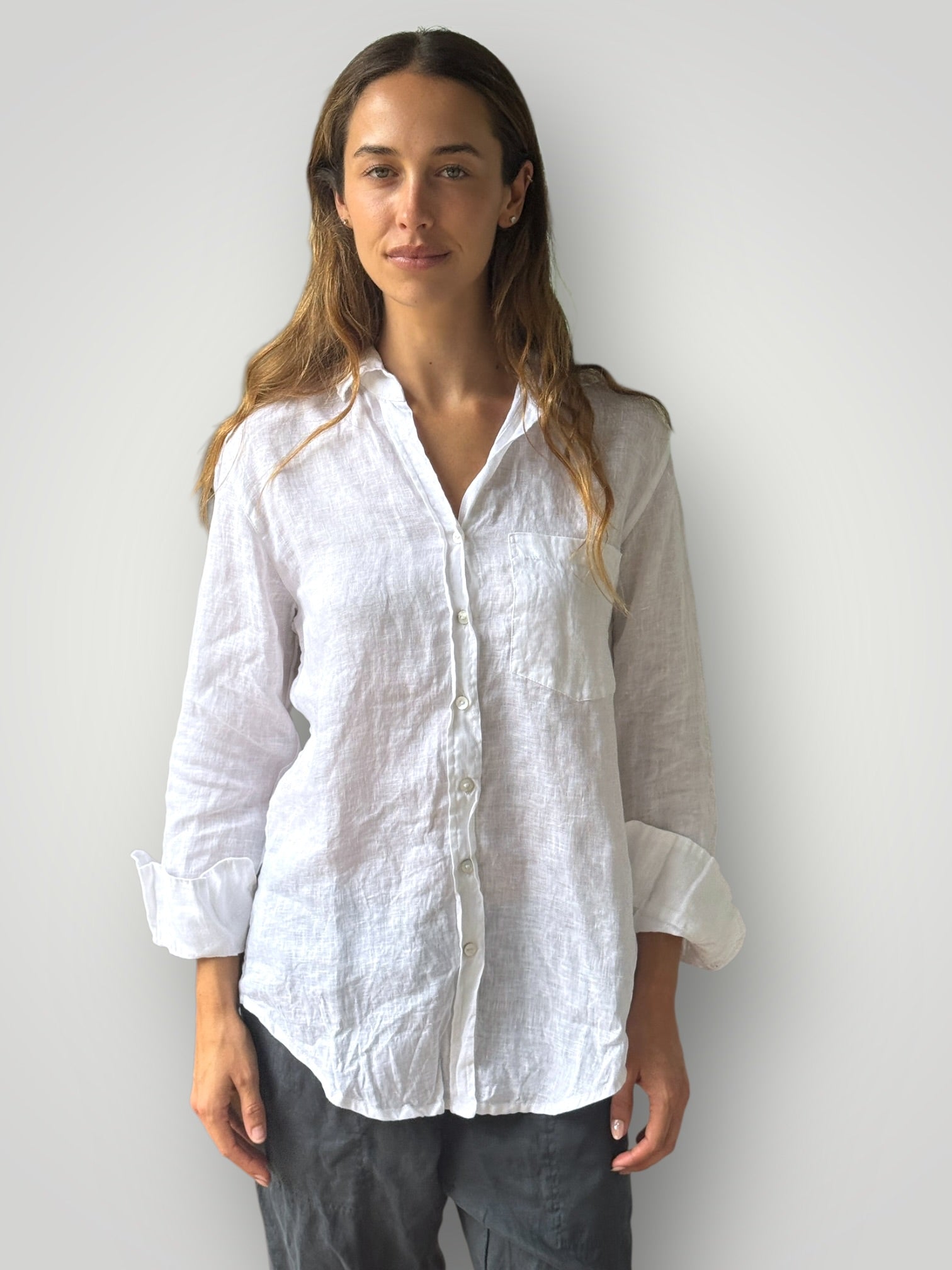 erika shirt - white linen Apparel