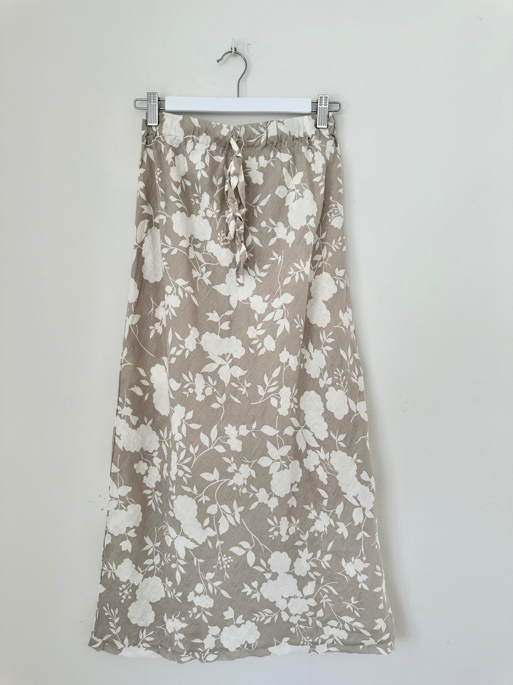 anthea skirt - big natural flower linen Apparel