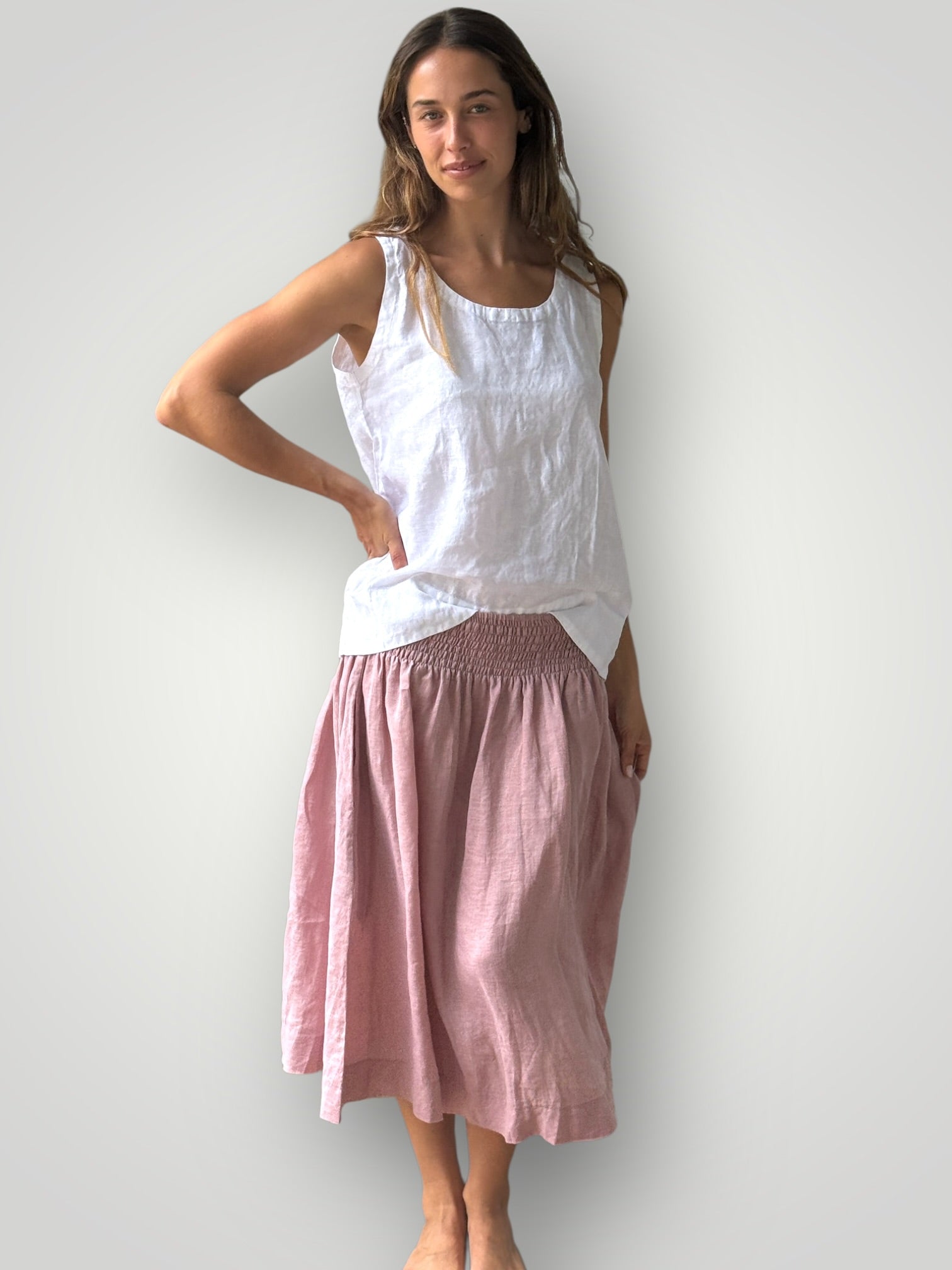 lola skirt - dusty rose linen Apparel