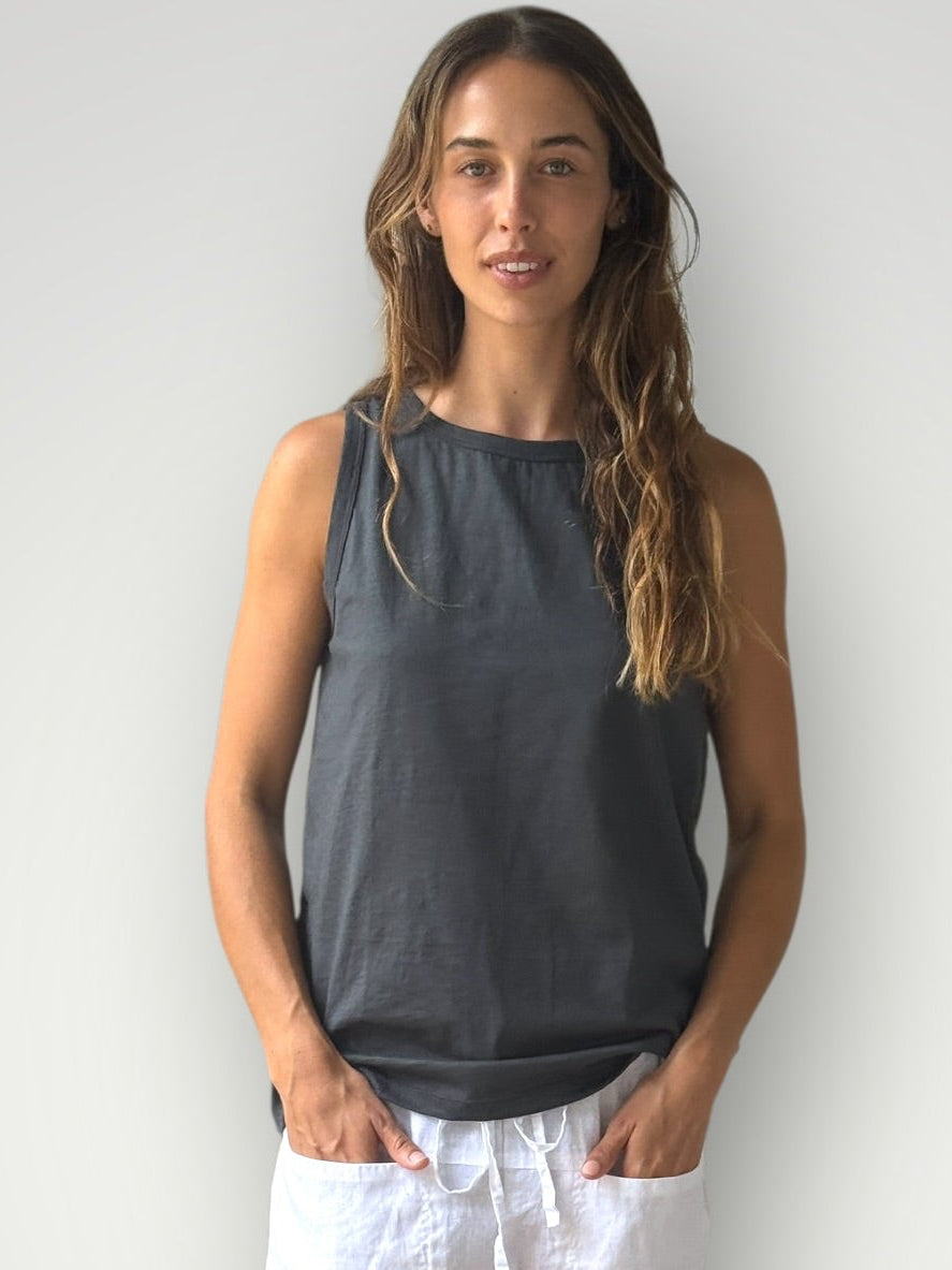 vera tank - charcoal cotton Apparel
