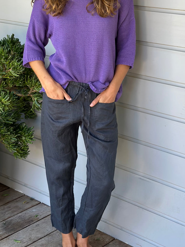 darcy pants - charcoal linen Apparel