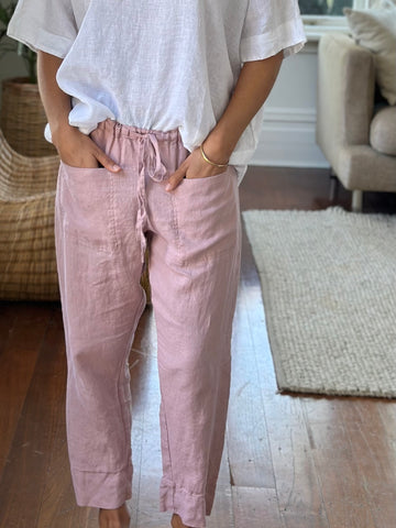 darcy pants - dusty rose linen Apparel  