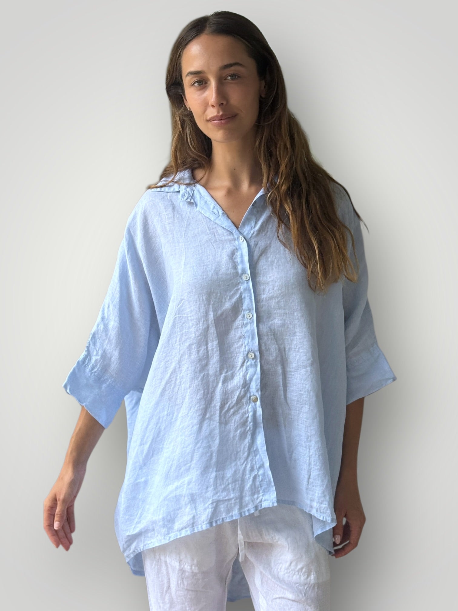 issey shirt - soft blue linen Apparel