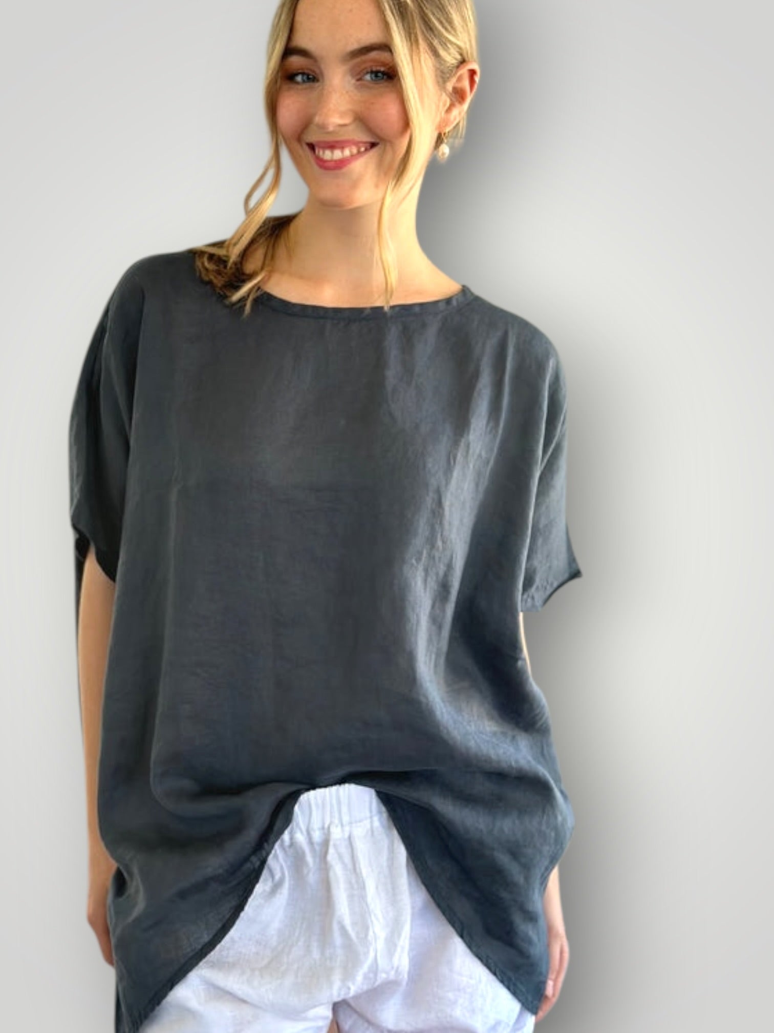 rachael top-charcoal linen Apparel