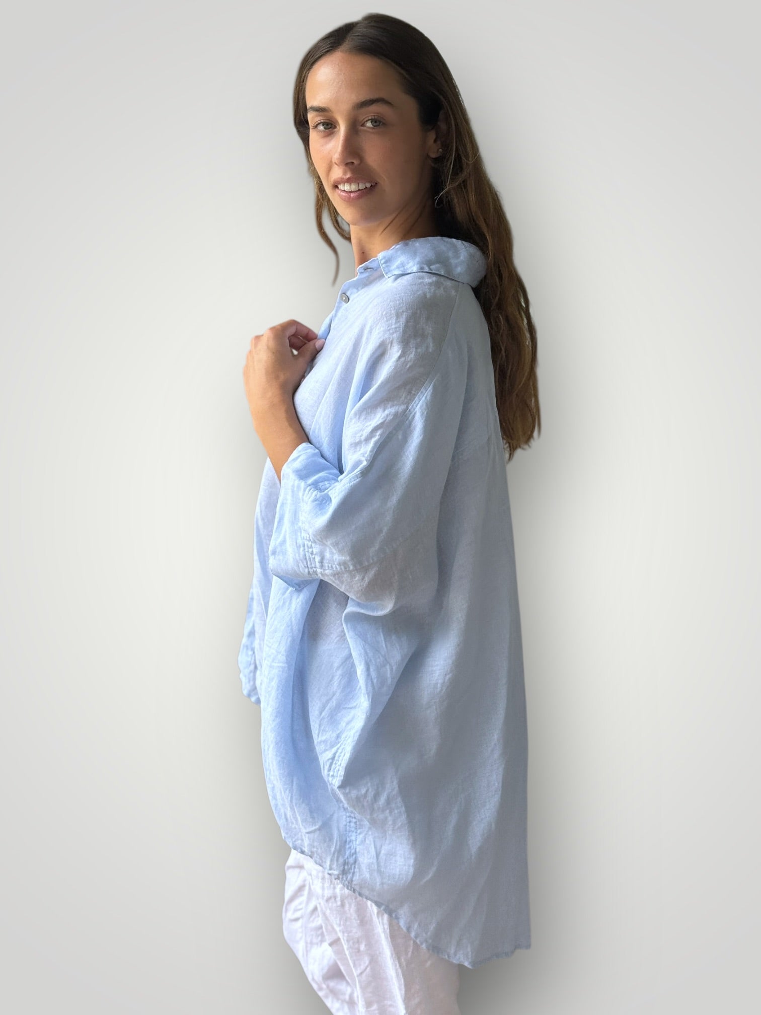 issey shirt - soft blue linen Apparel