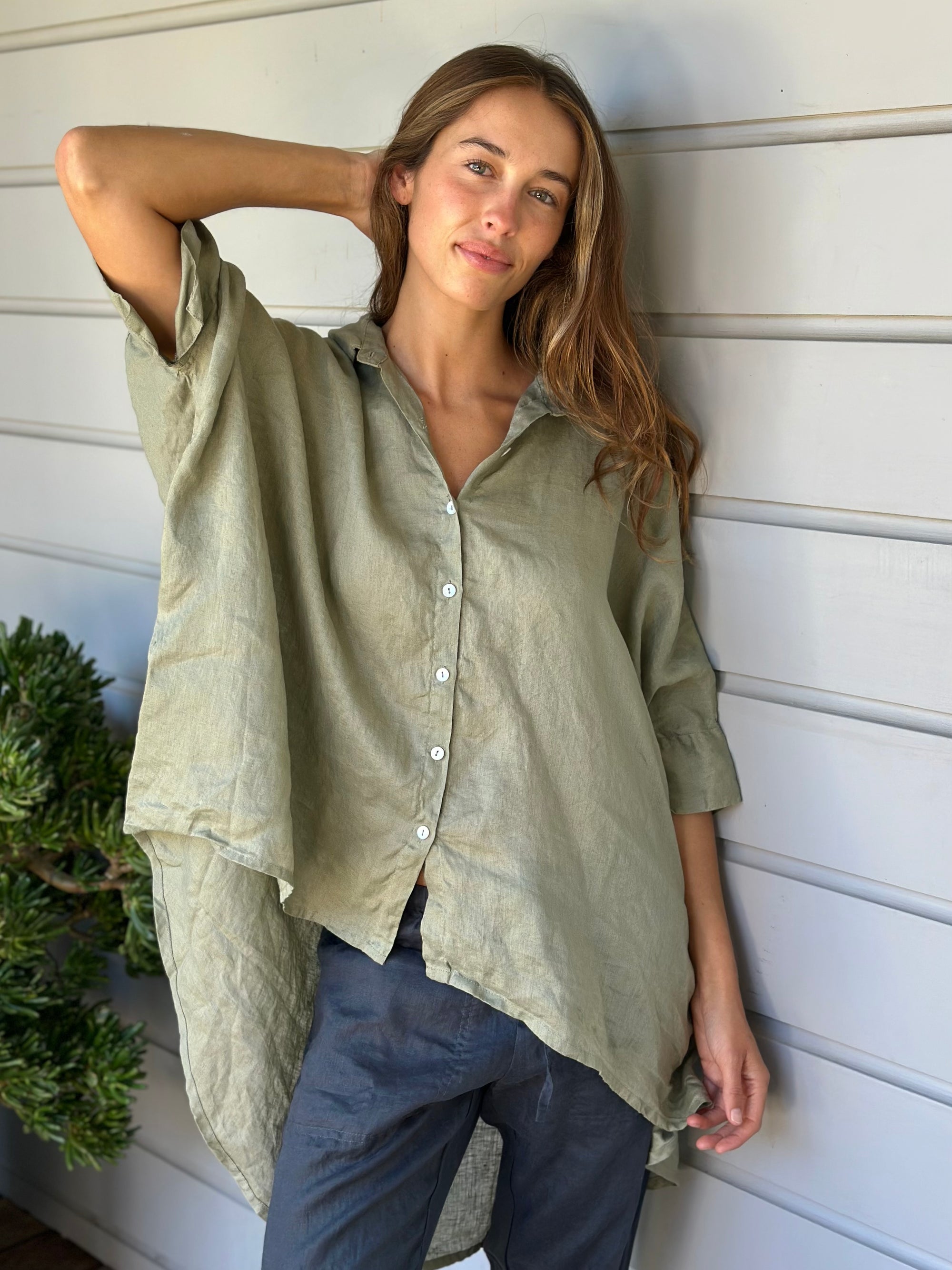 issey shirt - sage linen Apparel