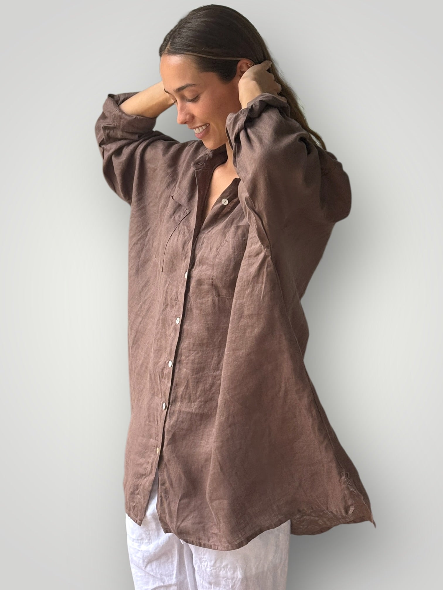 aiden boyfriend shirt -soil linen