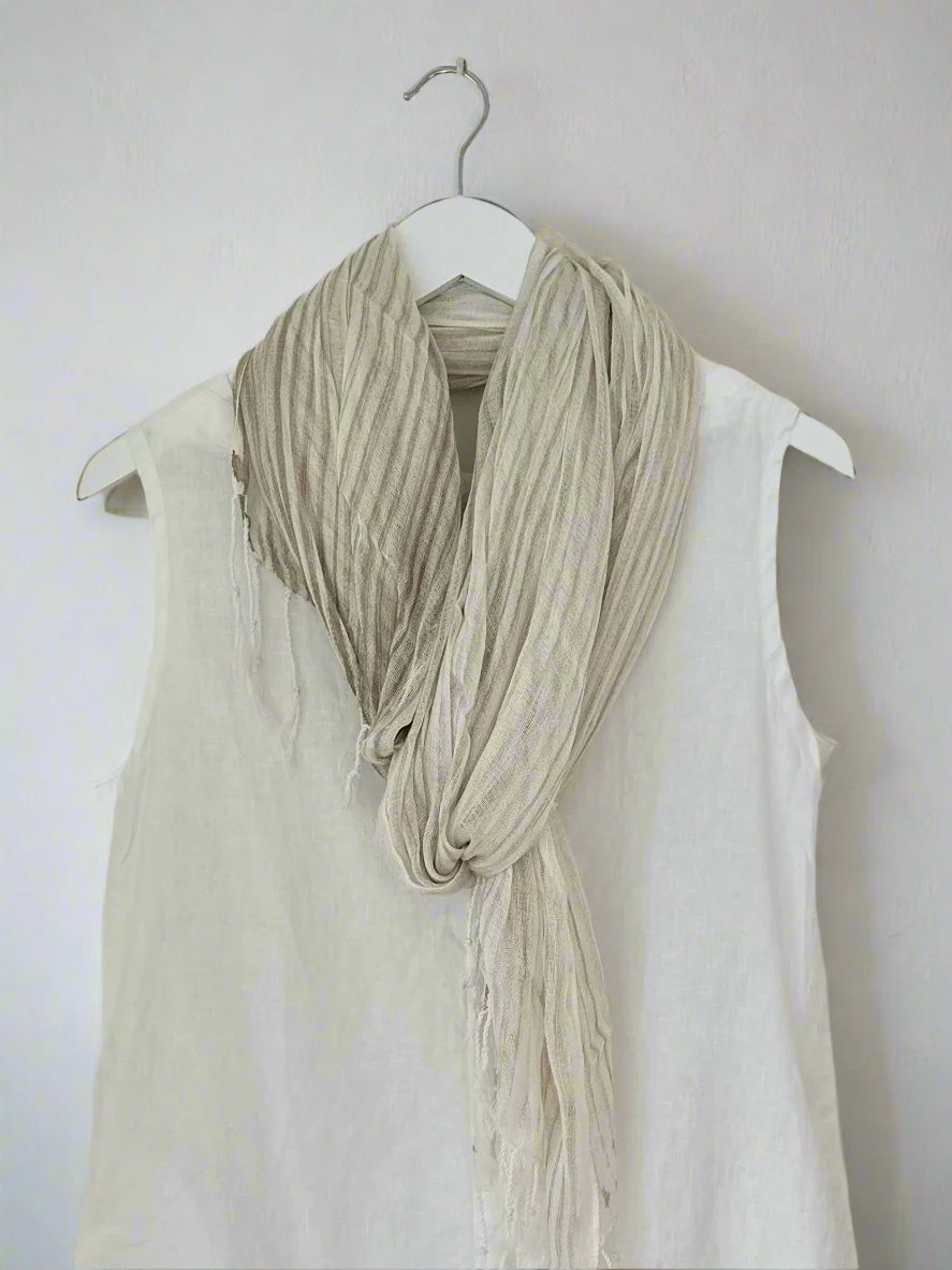 soft neck scarf-natural stripe Apparel  