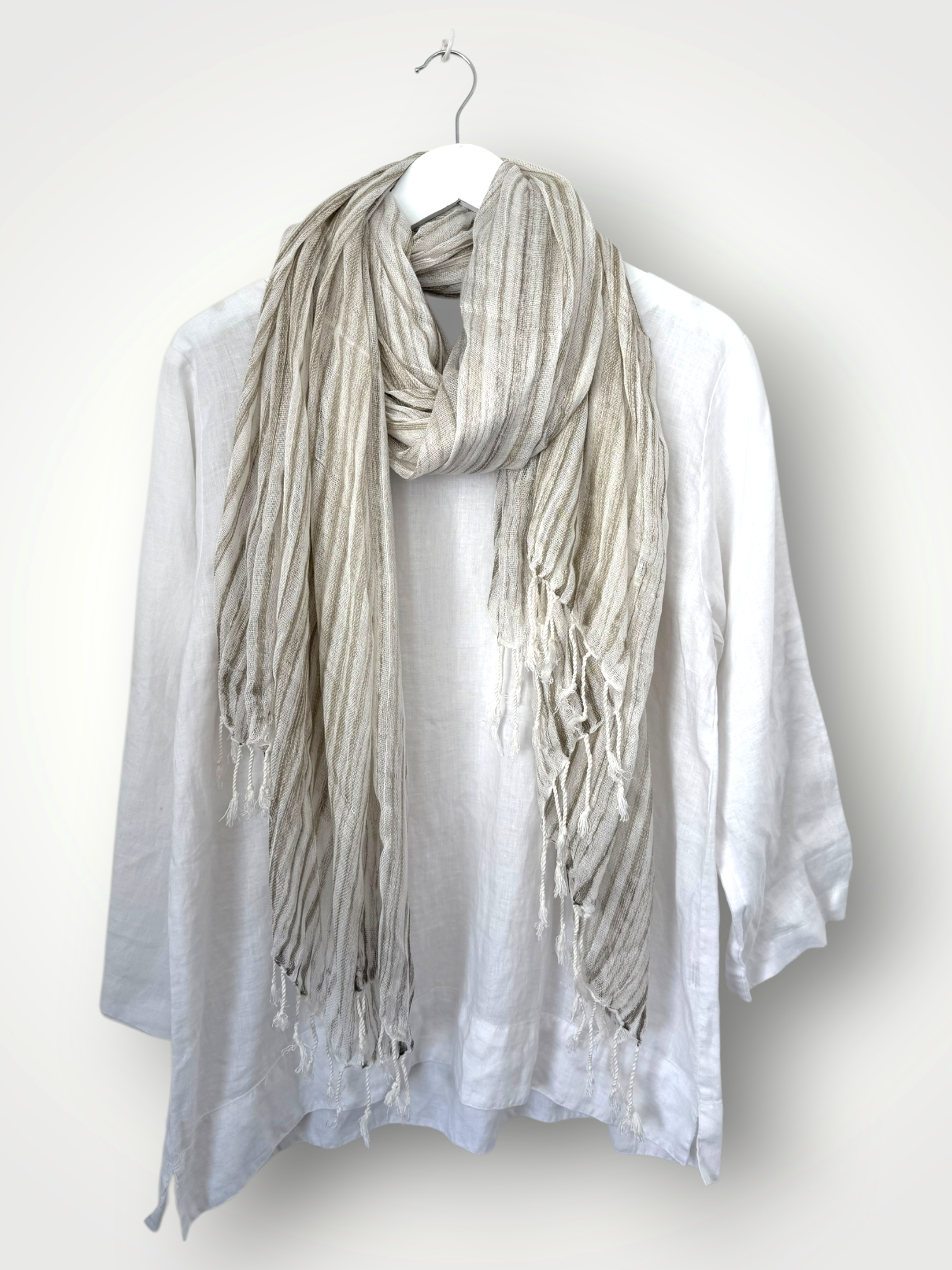 soft neck scarf-natural stripe Apparel