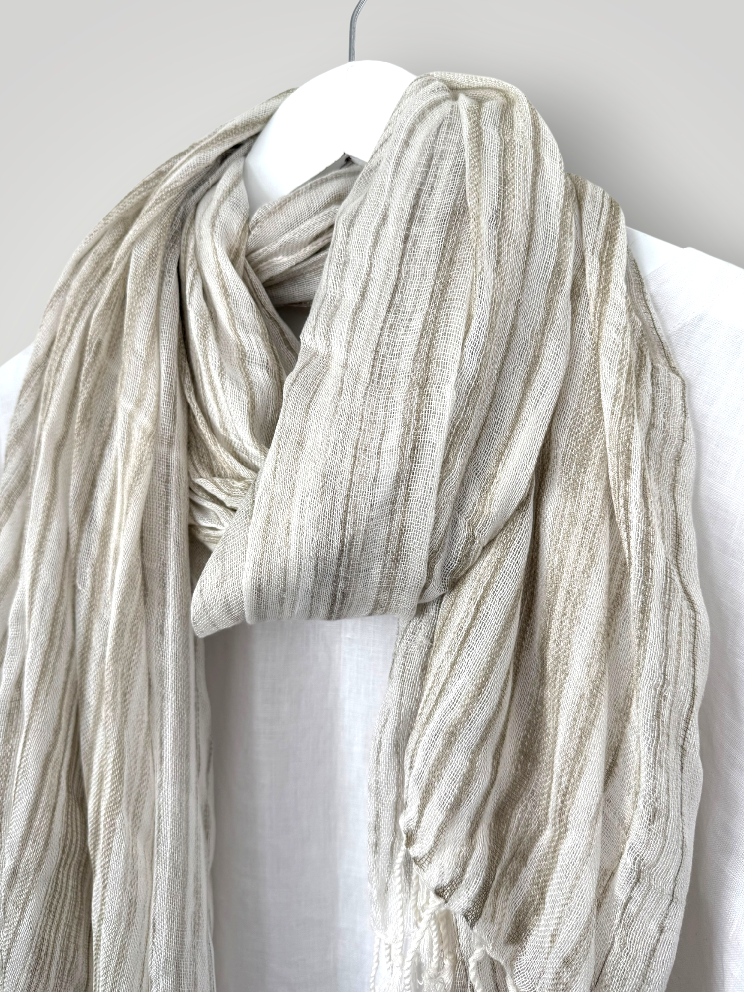 soft neck scarf-natural stripe Apparel